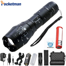 Load image into Gallery viewer, Most Powerful T6 L2 XP-L LED Flashlight Rechargeable Zoomable Linternas Torch Waterproof Lamp by 1*18650 or 3*AAA Hand Light