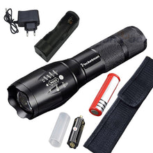 Load image into Gallery viewer, Most Powerful T6 L2 XP-L LED Flashlight Rechargeable Zoomable Linternas Torch Waterproof Lamp by 1*18650 or 3*AAA Hand Light