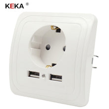 Load image into Gallery viewer, KEKA EU Plug Socket Dual USB Port socket Wall Charger Adapter Charging 2A Wall Charger Adapter Power Outlet white pop sockets CE
