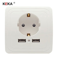 Load image into Gallery viewer, KEKA EU Plug Socket Dual USB Port socket Wall Charger Adapter Charging 2A Wall Charger Adapter Power Outlet white pop sockets CE
