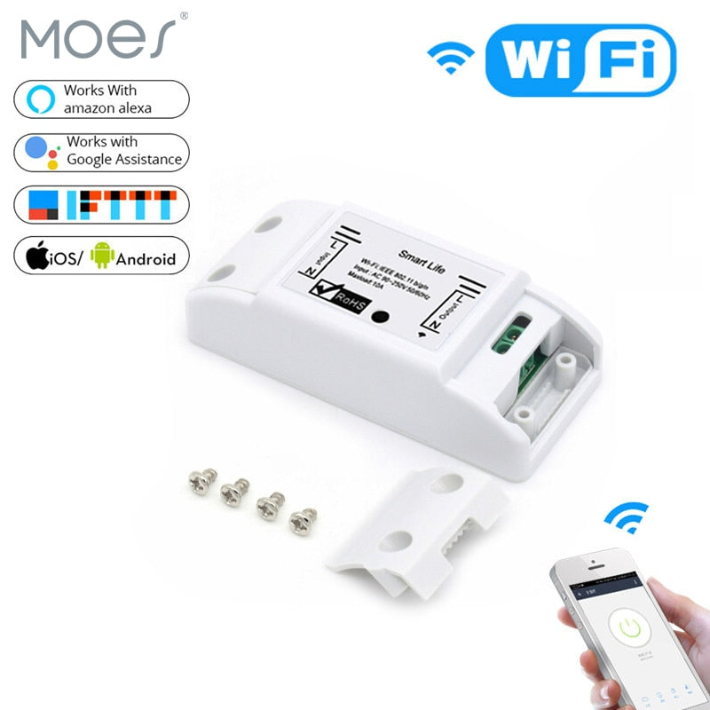 DIY WiFi Smart Light Switch Universal Breaker Timer Smart Life APP Wireless Remote Control Works with Alexa Google Home