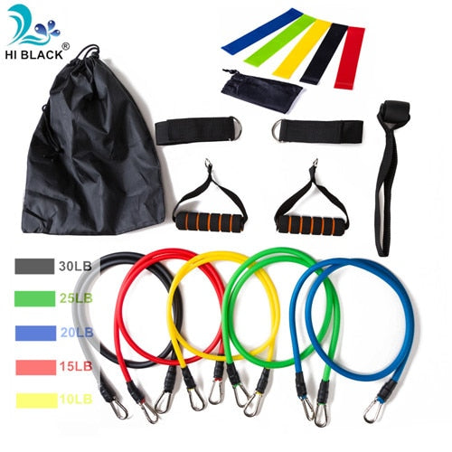 17Pcs/Set Latex Resistance Bands Set Yoga Exercise Fitness Band Rubber Loop Tube Bands Gym Door Anchor Ankle Straps With Bag Kit